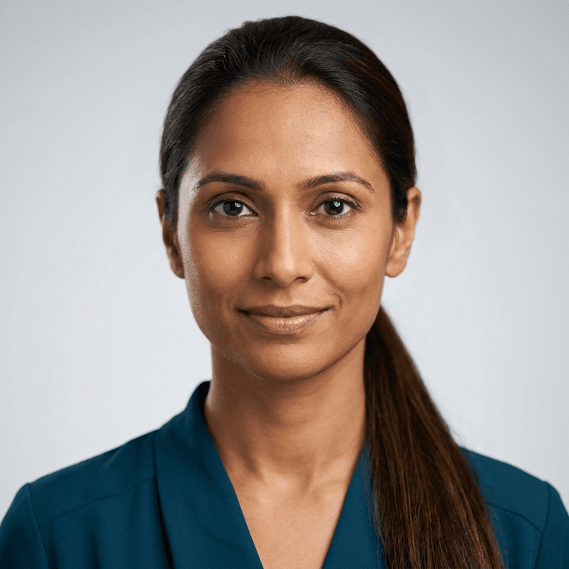 Portrait of Priya Sharma, Head of Quality Assurance at Kearsarge Studios