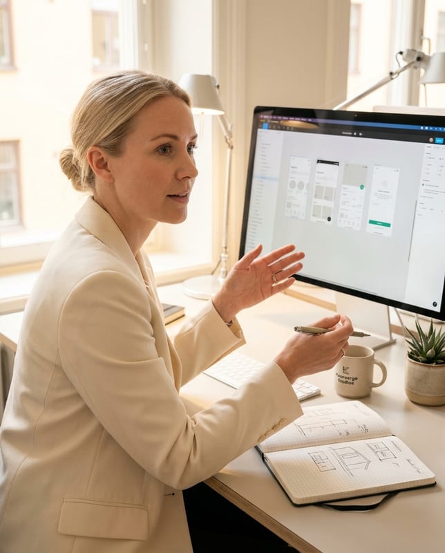 Linnea Bergström working at Kearsarge Studios