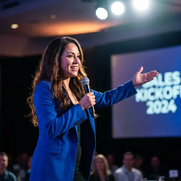Generated image of Diana Reyes at a conference
