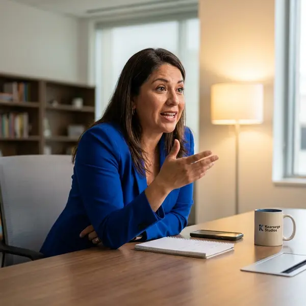 Generated image of Diana Reyes at their desk