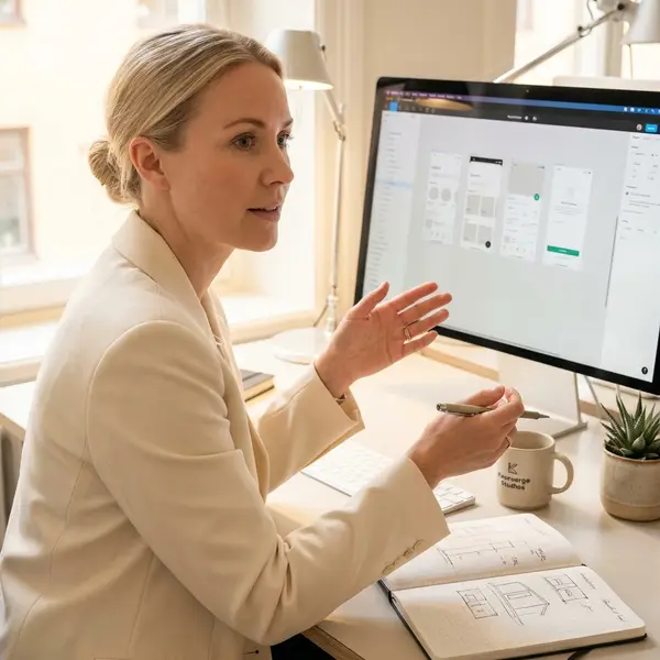 Generated image of Linnea Bergström at their desk