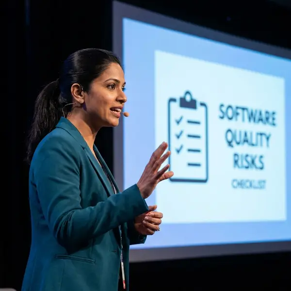 Generated image of Priya Sharma at a conference