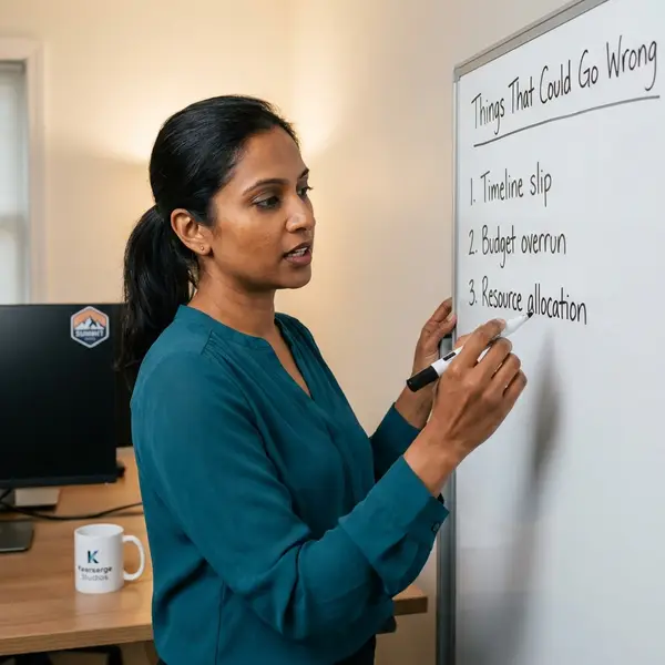 Generated image of Priya Sharma at their desk