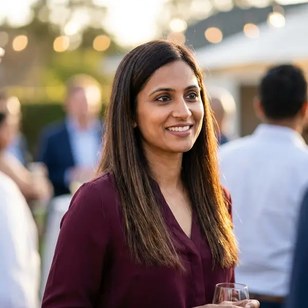Generated image of Priya Sharma at a team social