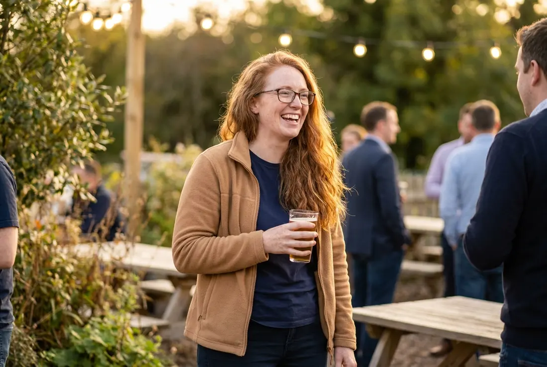 Generated image of Saoirse O'Brien with the team at a social gathering