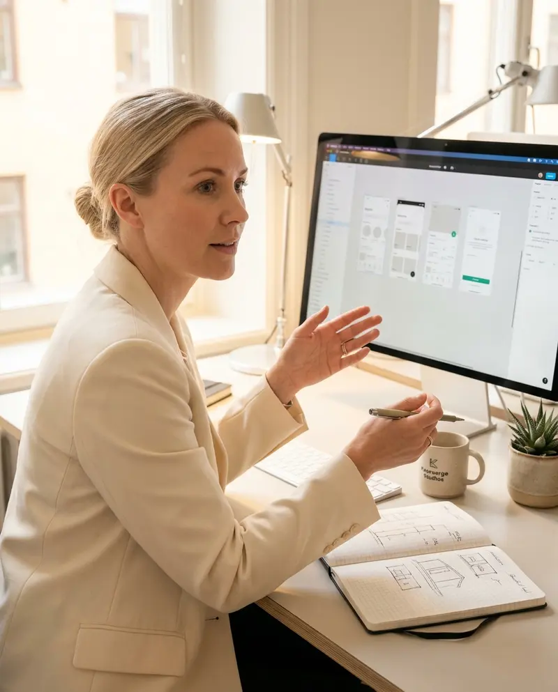 Generated image of Linnea Bergström at their desk
