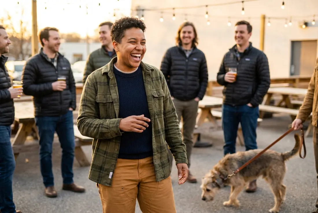 Generated image of Sam Rivera with the team at a social gathering